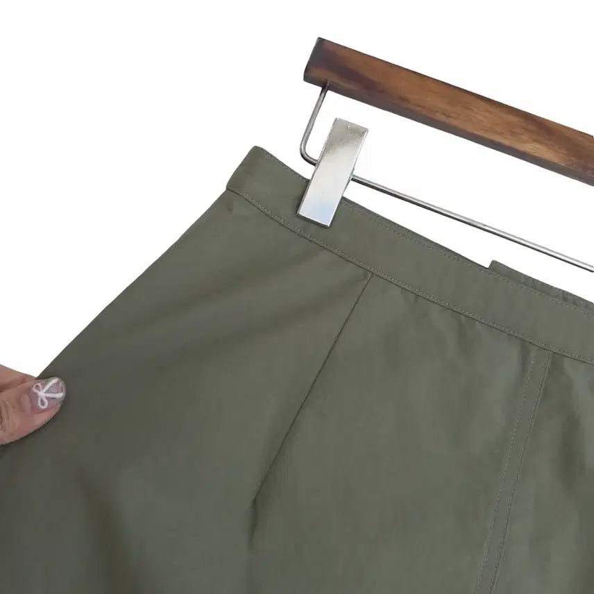 [BUNJANG] Unbranded Khaki String Long Skirt / 교신안함)카키 스트링 롱 스커트