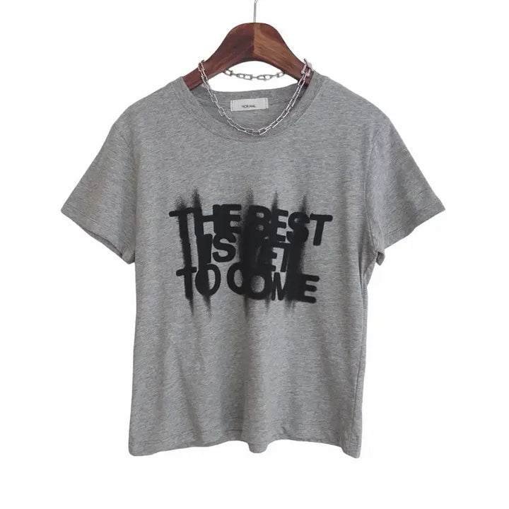[BUNJANG] Gray Lettering Short Sleeve T-shirt / 교신안함)그레이 레터링 반팔 티셔츠