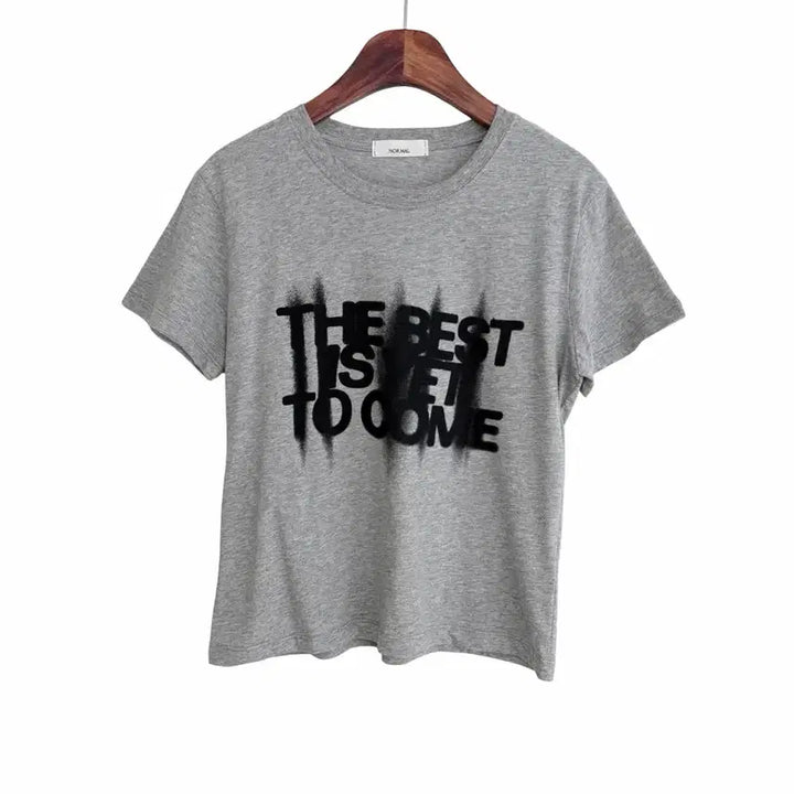 [BUNJANG] Gray Lettering Short Sleeve T-shirt / 교신안함)그레이 레터링 반팔 티셔츠