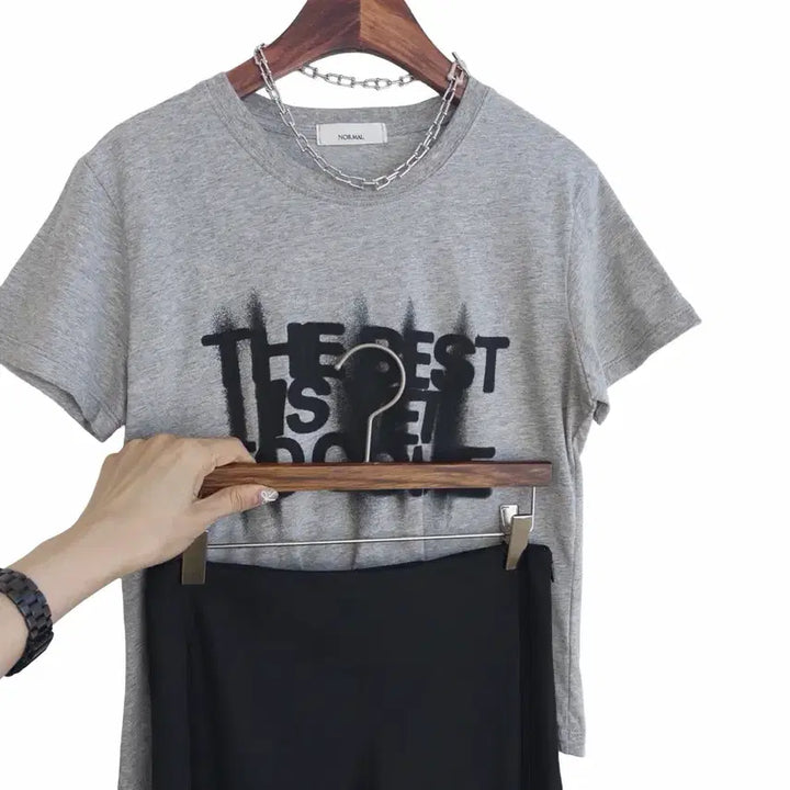 [BUNJANG] Gray Lettering Short Sleeve T-shirt / 교신안함)그레이 레터링 반팔 티셔츠