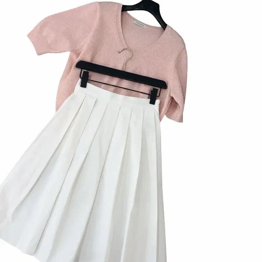[BUNJANG] White Pleated Midi Skirt - B Grade / 교신안함)화이트 플리츠 미디 스커트-b급