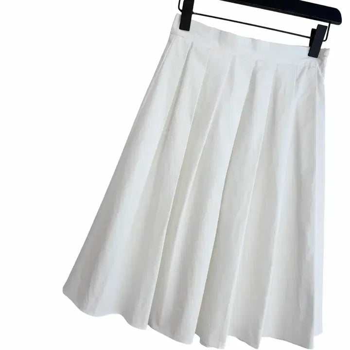 [BUNJANG] White Pleated Midi Skirt - B Grade / 교신안함)화이트 플리츠 미디 스커트-b급