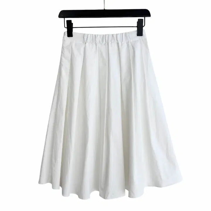 [BUNJANG] White Pleated Midi Skirt - B Grade / 교신안함)화이트 플리츠 미디 스커트-b급
