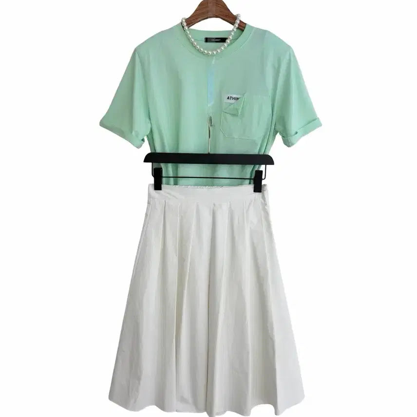 [BUNJANG] White Pleated Midi Skirt - B Grade / 교신안함)화이트 플리츠 미디 스커트-b급
