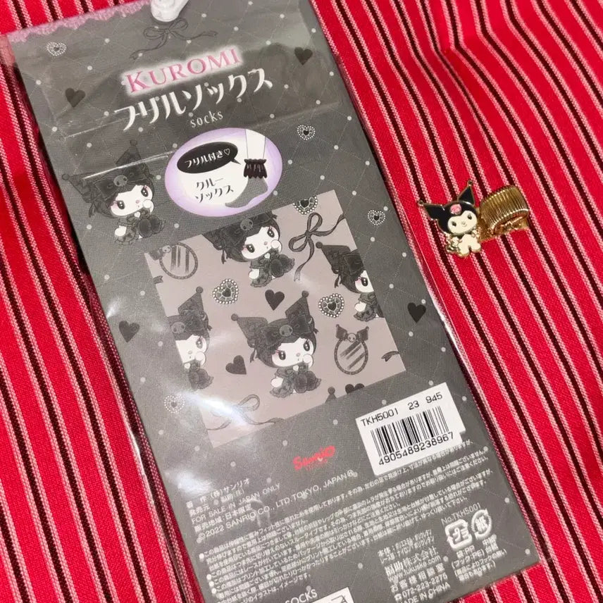 [SOLD OUT] 일본 산리오 쿠로미 블랙 망사 레이스 삭스 프릴 양말 23-25cm