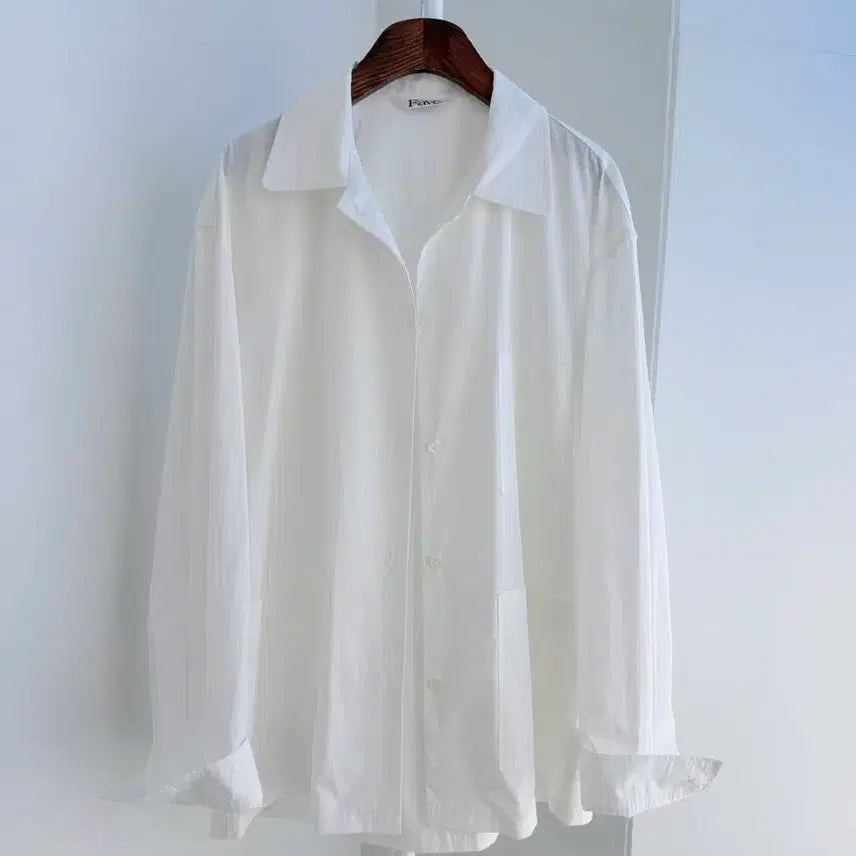 [SOLD OUT] 교신안함)루즈핏 포켓 나일론 셔킷-화이트 b급