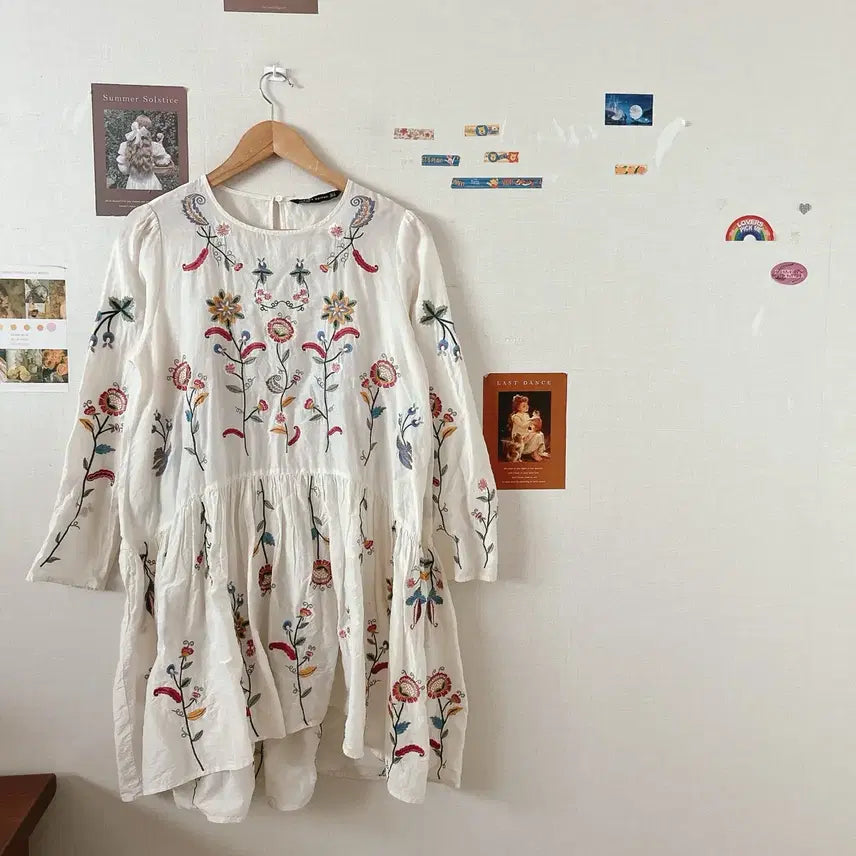 [BUNJANG] ZARA Embroidered Layered Blouse / 자라레이어드 자수블라우스
