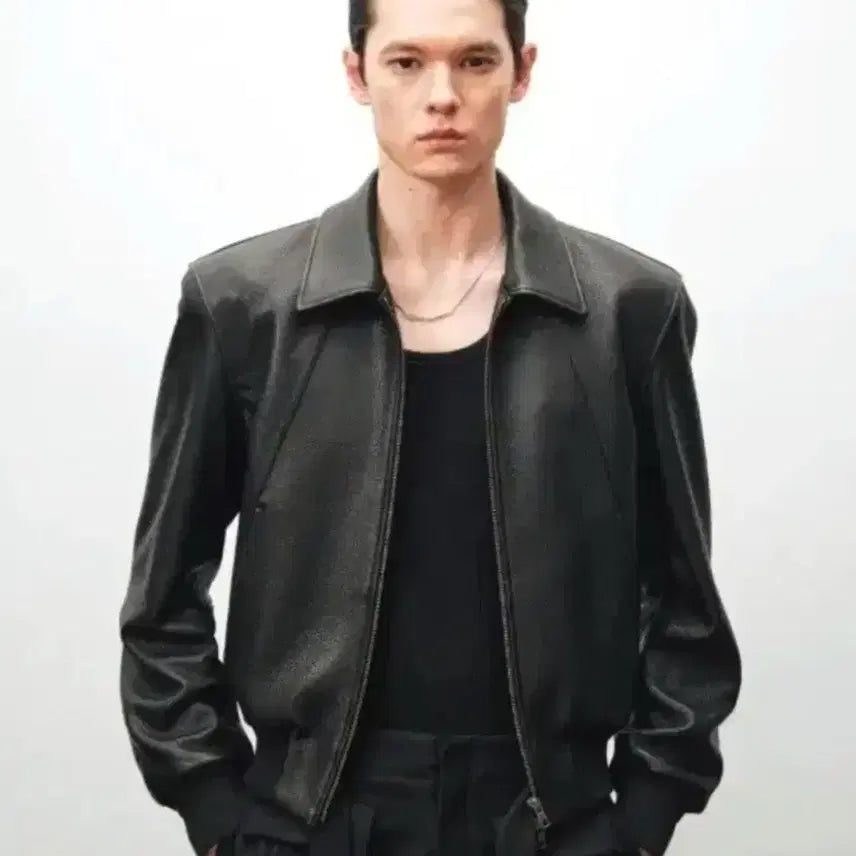 [BUNJANG] Noir Gaut Schrunk Leather Blouson Jacket / 노이어 고트 슈렁큰 레더 블루종 자켓