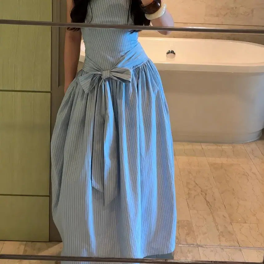 [BUNJANG] Blue Maxi Balloon Dress / 휴양지 인생샷 컬러감 블루 맥시 원피스 (여리핏)