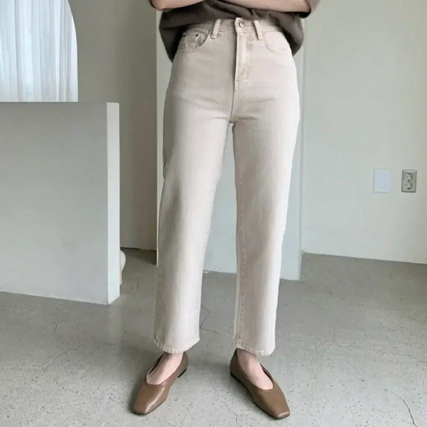 [BUNJANG] Ablie Spring Cotton Dyed Wide Straight Pants / 봄 면 다잉 워싱 와이드 일자 팬츠 에이블리 지그재그 S