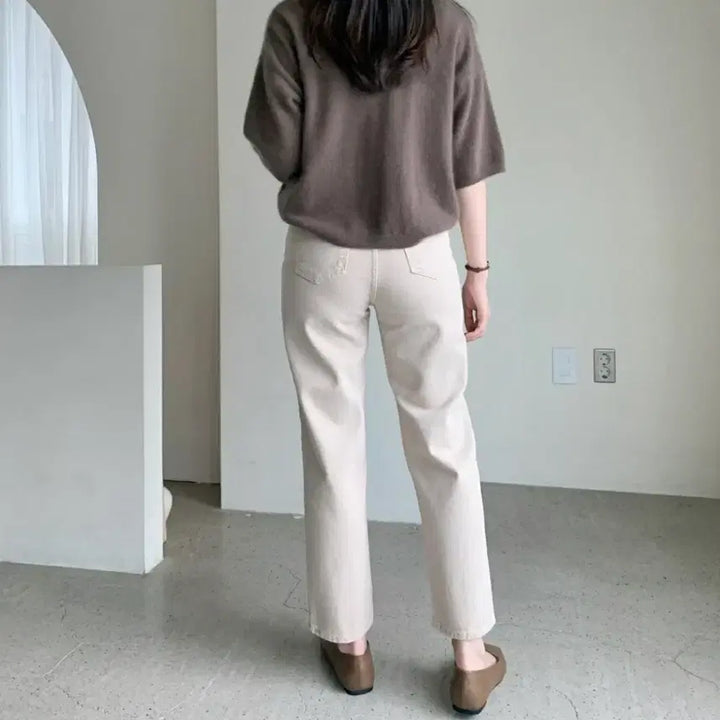 [BUNJANG] Ablie Spring Cotton Dyed Wide Straight Pants / 봄 면 다잉 워싱 와이드 일자 팬츠 에이블리 지그재그 S