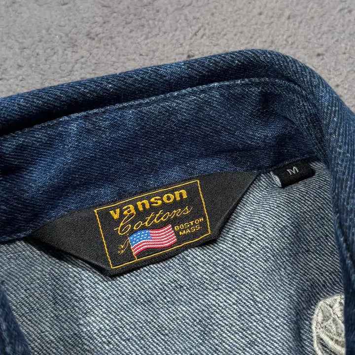 [BUNJANG] Vanson Leathers Camo Pattern Eagle Embroidered Denim Jacket / Vanson Leathers 밴슨 레더 카모 패턴 이글 자수 데님 자켓