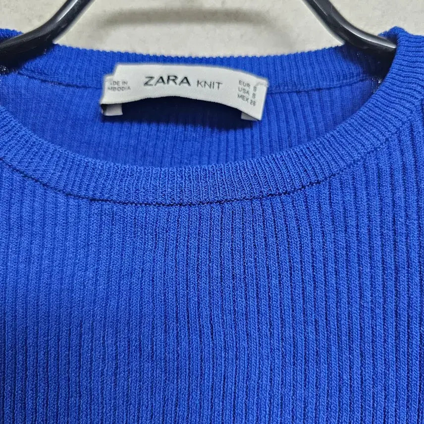 [BUNJANG] ZARA Blue Stripe Cropped Knit / 자라 ZARA 블루 스트라이프 크롭 니트