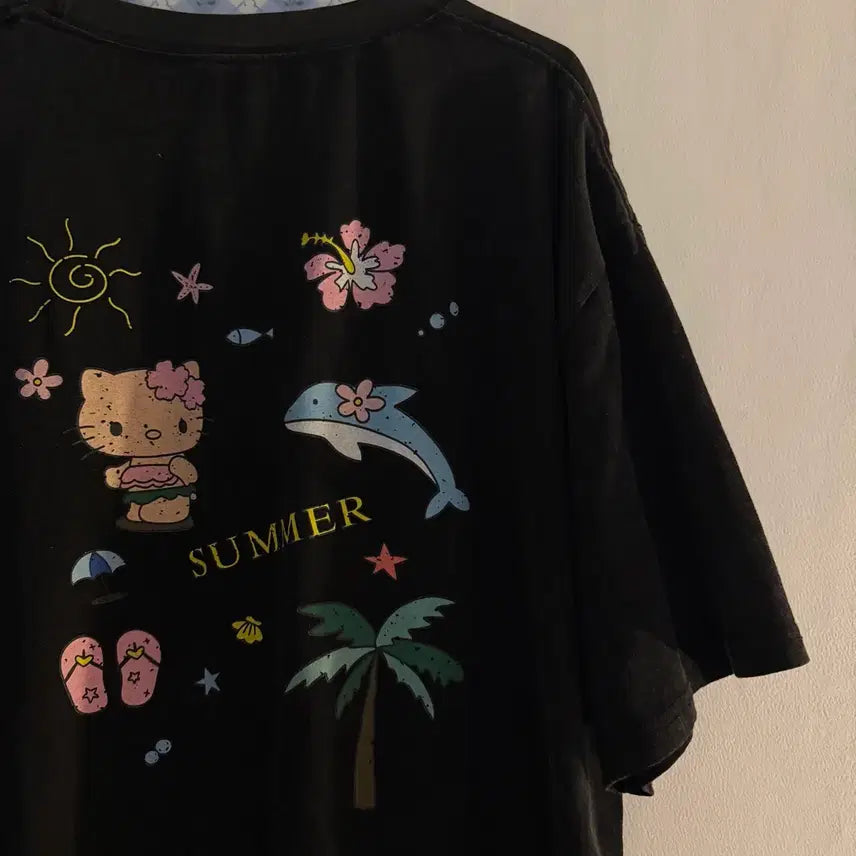 [BUNJANG] Kitty Washed Half-Sleeve T-Shirt Vintage / 키티 워싱 반팔티 빈티지