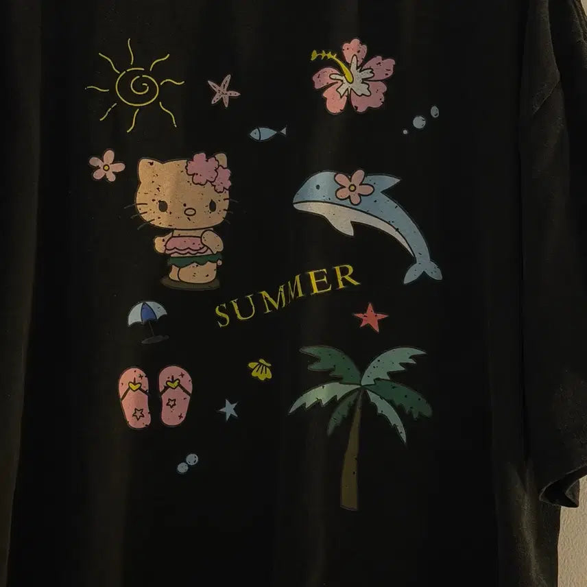 [BUNJANG] Kitty Washed Half-Sleeve T-Shirt Vintage / 키티 워싱 반팔티 빈티지