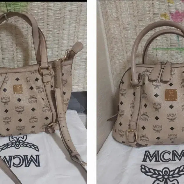 [BUNJANG] MCM Logo Pattern Tote Bag with Strap (Bundle Set) / 2종일괄)정품MCM 로고 패턴 토트백 + 스트랩