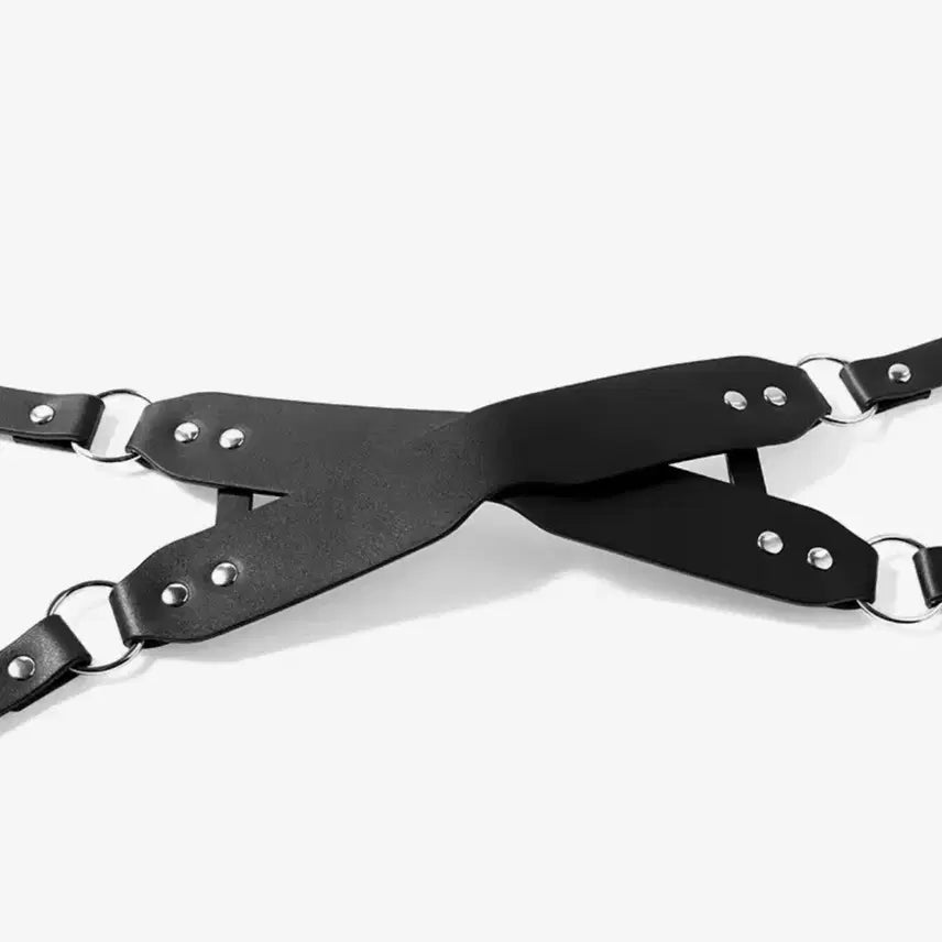 [BUNJANG] Black Leather Eye Mask with Adjustable Strap / 가죽 안대 눈가리개 블랙