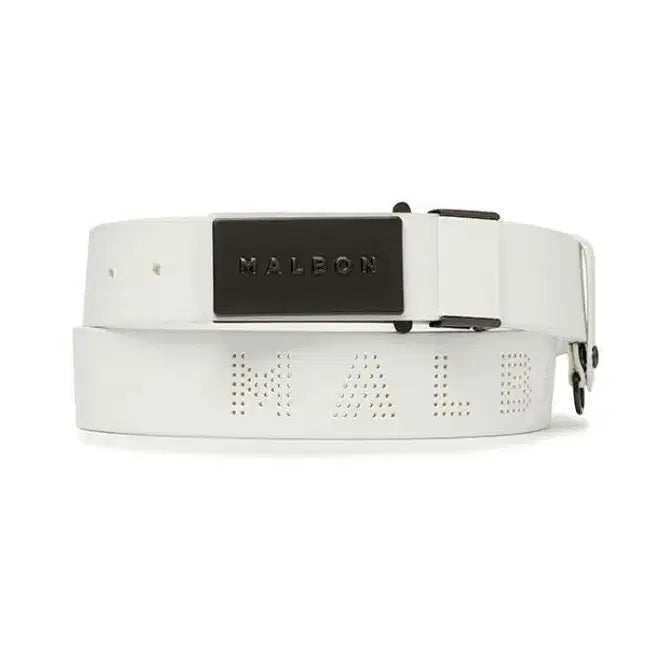[BUNJANG] Malbon Golf Logo Embossed Belt White / 말본 골프 벨트 화이트 새상품