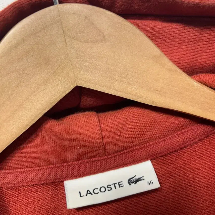[BUNJANG] Lacoste Red Brown Hoodie Zip-up (M) / 라코스테 레드 브라운 후드집업 M