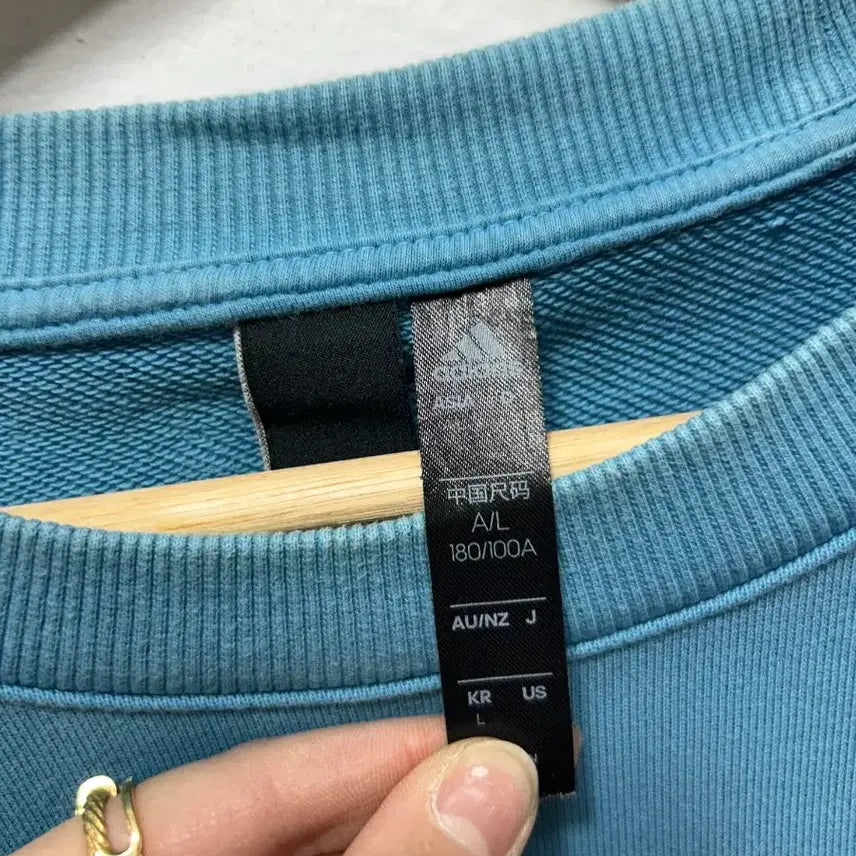 [BUNJANG] Adidas Blue Fleece Sweatshirt L / 아디다스 블루 기모 맨투맨 티셔츠 L