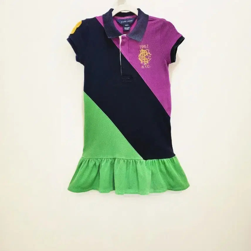 [BUNJANG] Ralph Lauren Kids Signature Colorblock Polo Dress 4/4T / 랄프로렌 키즈 시그니처 컬러블록 폴로 원피스 4/4T (거의 새상품)