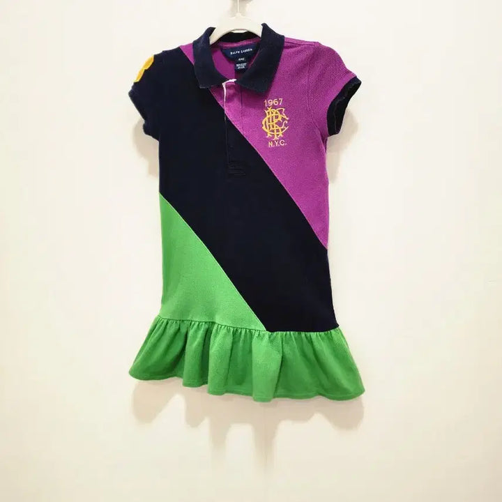 [BUNJANG] Ralph Lauren Kids Signature Colorblock Polo Dress 4/4T / 랄프로렌 키즈 시그니처 컬러블록 폴로 원피스 4/4T (거의 새상품)