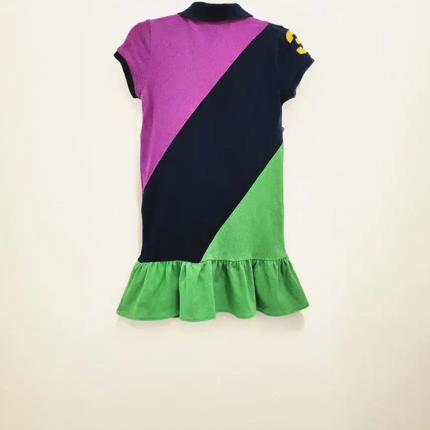 [BUNJANG] Ralph Lauren Kids Signature Colorblock Polo Dress 4/4T / 랄프로렌 키즈 시그니처 컬러블록 폴로 원피스 4/4T (거의 새상품)