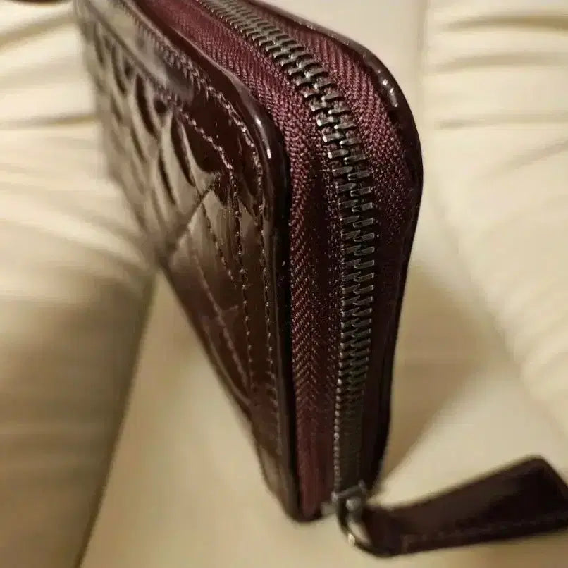 [BUNJANG] Burberry Quilted Burgundy Long Wallet / 버버리 퀼팅 버건디  장지갑