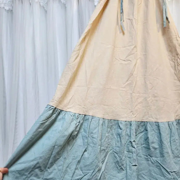 [BUNJANG] Linen Ruffle Tiered Maxi Dress / 린넨 캉캉큰원피스