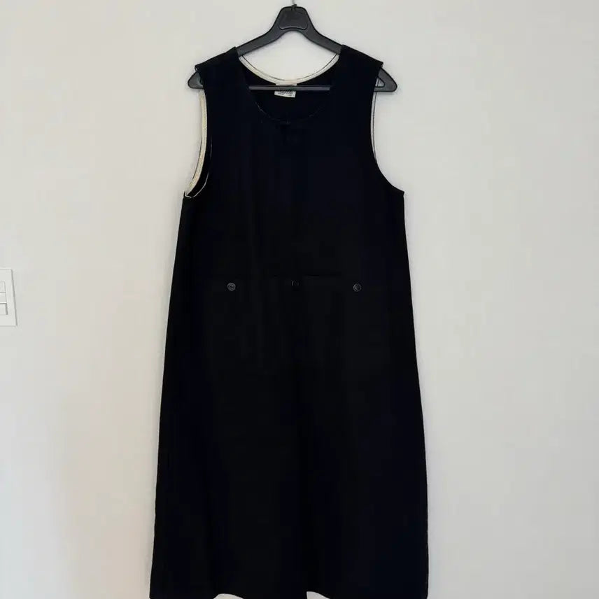 [BUNJANG] Black Cotton Button Long Dress / 롱원피스 버튼원피스 코튼원피스