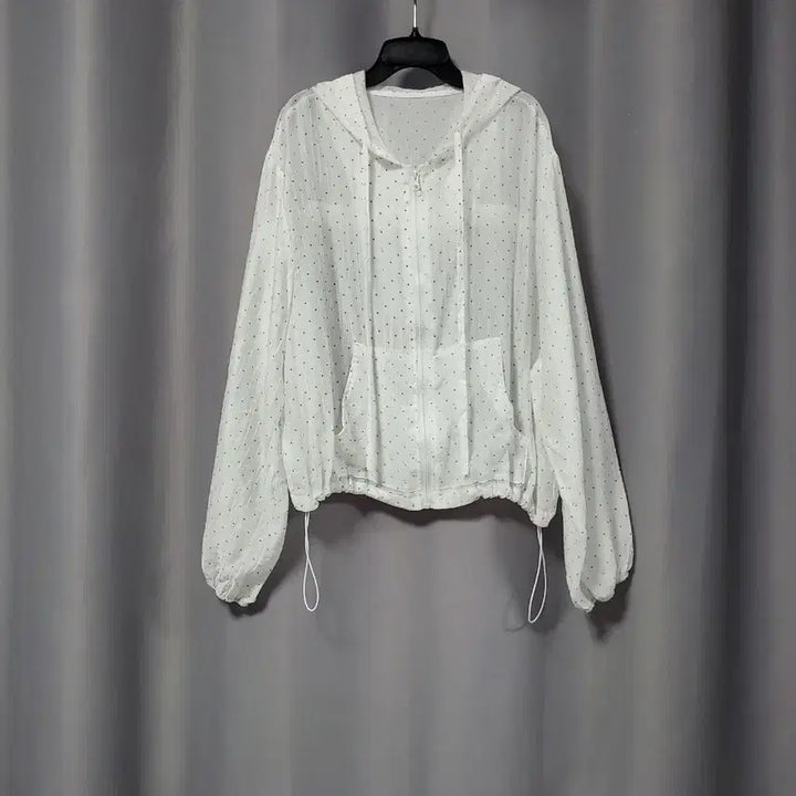 [SOLD OUT] 오버핏 프릴 도트 시스루 후드 집업