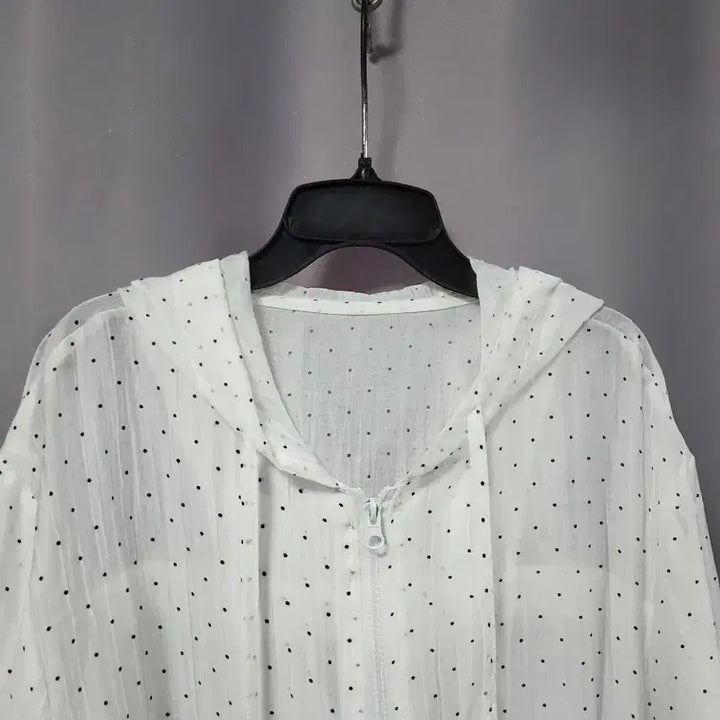 [SOLD OUT] 오버핏 프릴 도트 시스루 후드 집업