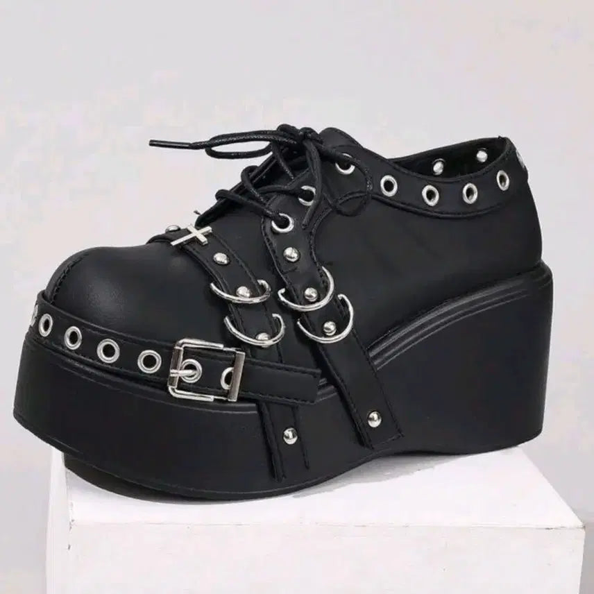 [BUNJANG] Gothic Punk Rock Chic Platform Heels (Size 39) / 고딕 펑크 락시크 양산형 지뢰계 통굽 39사이즈 240~245