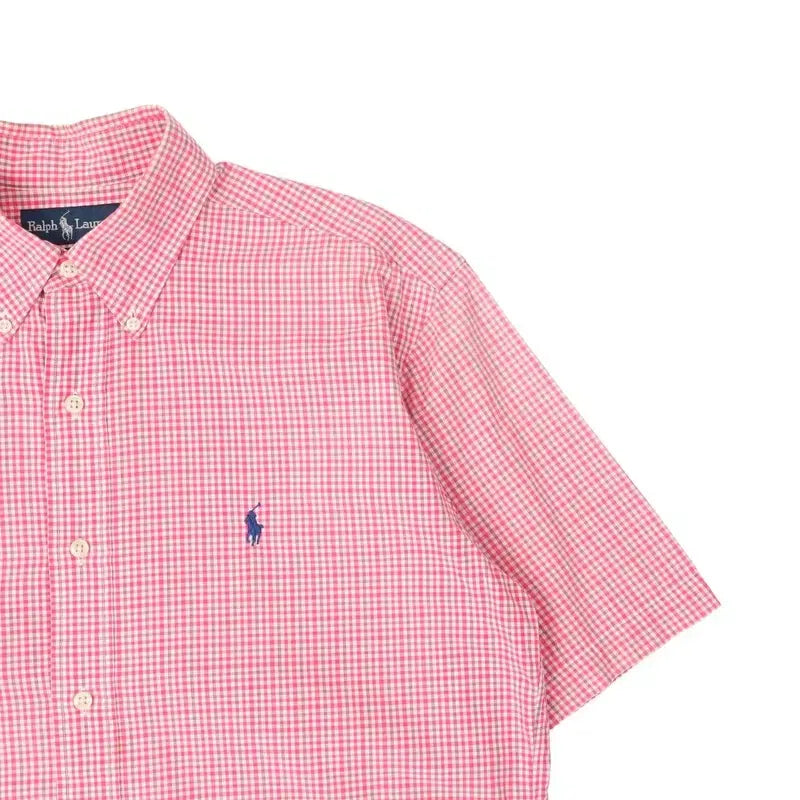 [BUNJANG] Polo Ralph Lauren Blake Pink Check Half Shirt / 폴로 랄프로렌 블레이크 핑크 체크 하프 셔츠