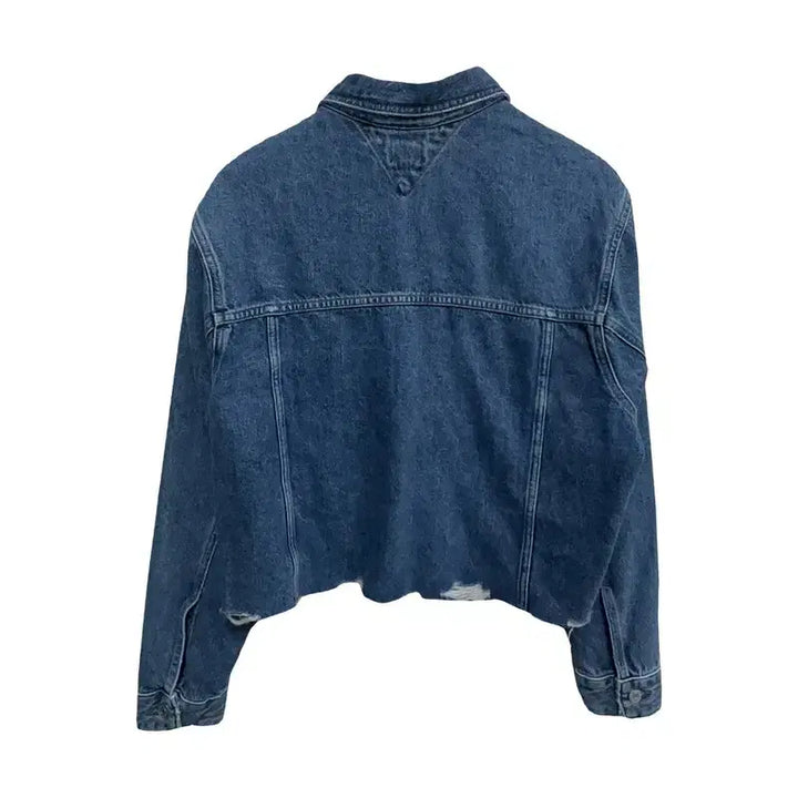 [BUNJANG] Tommy Hilfiger Crop Denim Jacket / 여S/타미힐피거 크롭 데님 자켓