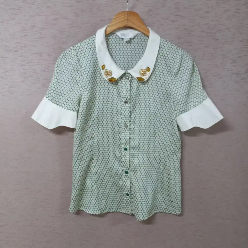 [BUNJANG] Jill by Jill Stuart Pattern Blouse for Women / B4-29/질바이질스튜어트 카라장식 패턴 블라우스  여성