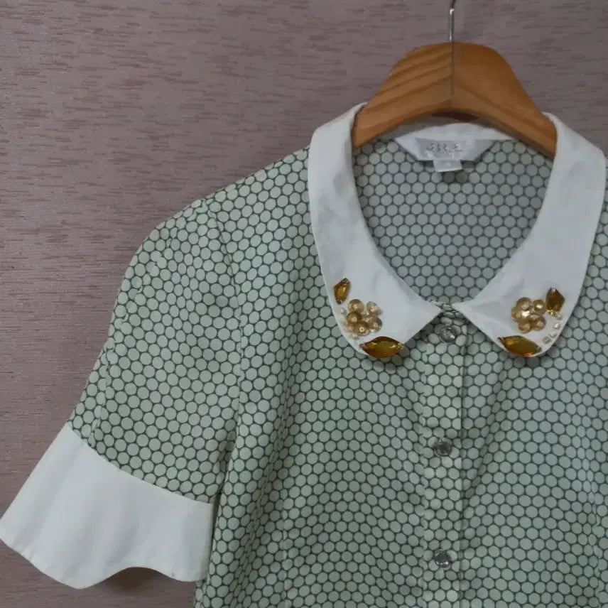 [BUNJANG] Jill by Jill Stuart Pattern Blouse for Women / B4-29/질바이질스튜어트 카라장식 패턴 블라우스  여성