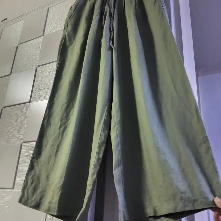 [BUNJANG] Khaki Linen Wide Pants / 카키색 린넨 와이드 팬츠