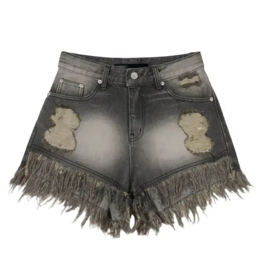 [BUNJANG] Bohemian Seoul Damage Washing Shorts Gray / 보헤미안서울 데미지 워싱 쇼츠 반바지 그레이