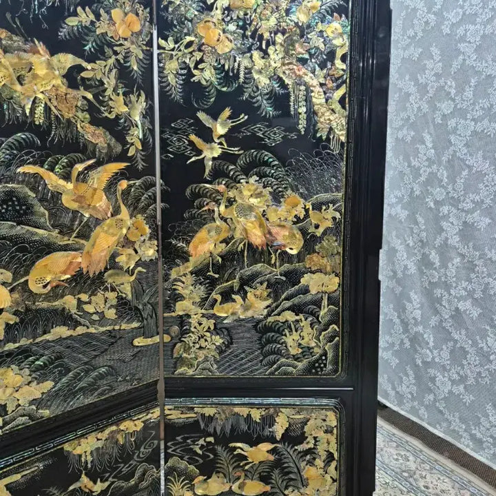 [BUNJANG] 1970s Vintage Gold Mother-of-Pearl 2-Panel Folding Screen / N4-9 70s 빈티지 &