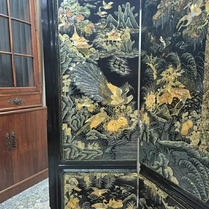 [BUNJANG] 1970s Vintage Gold Mother-of-Pearl 2-Panel Folding Screen / N4-8 70s 빈티지 &