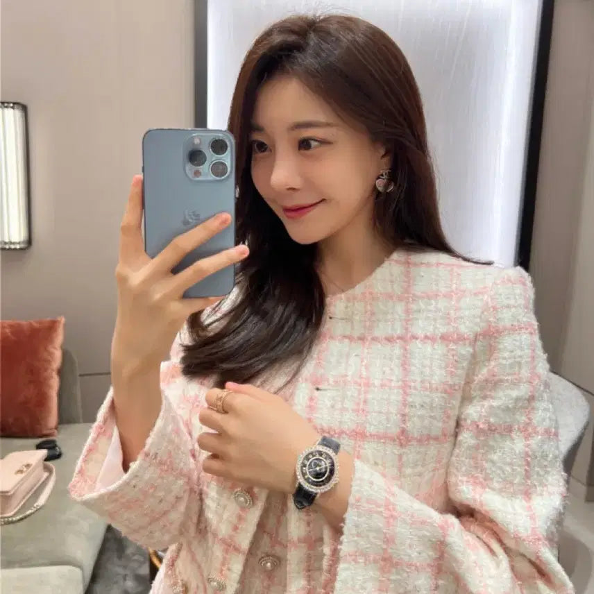 [BUNJANG] Loar Pink Premium Tweed Jacket and Dress Set / (로아르) 핑크 프리미엄 트위드 자켓,원피스
