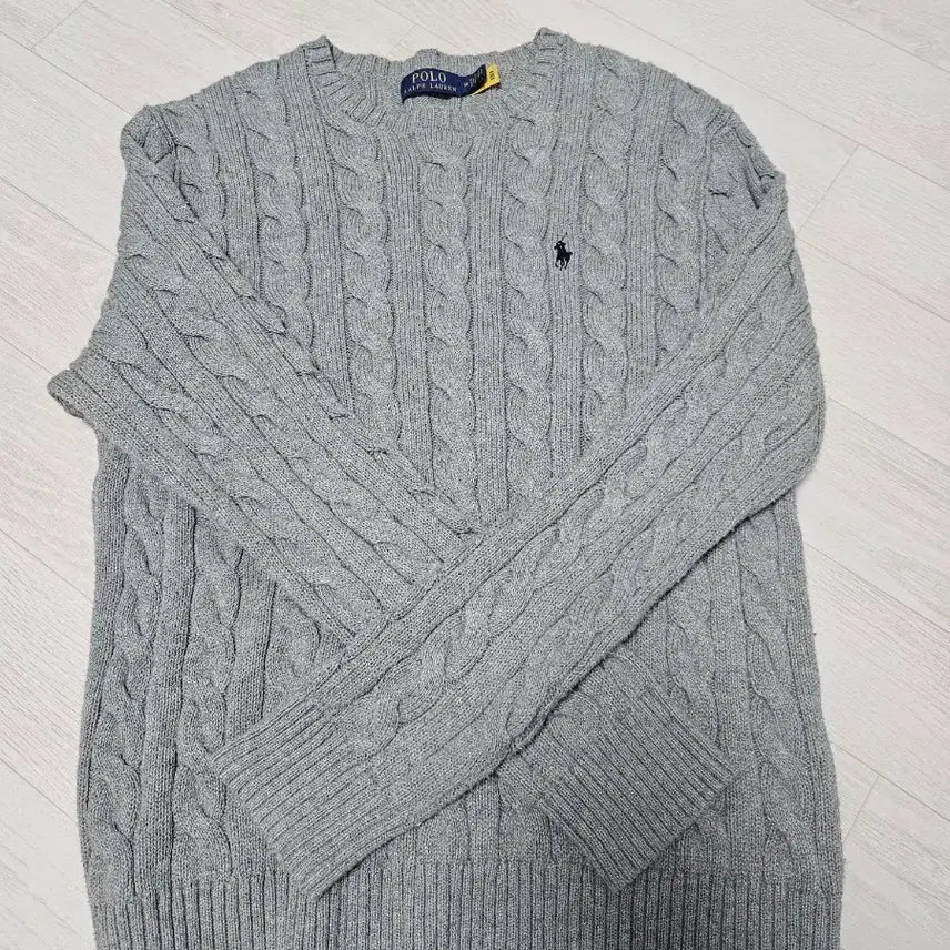 [BUNJANG] Polo Ralph Lauren Cable Knit Sweater Grey M / 폴로 케이블 니트 회색 M