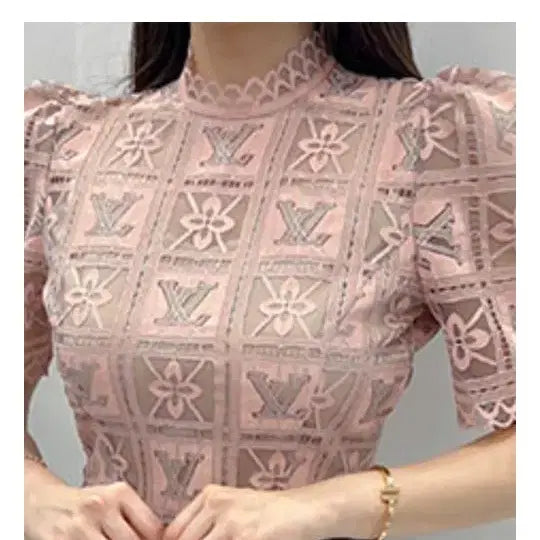 [BUNJANG] Louis Vuitton Lace Puff Sleeve Blouse Size S / 루이비통 홀복 블라우스(44)