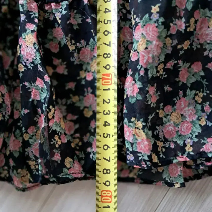 [BUNJANG] Black Flower Pattern Chiffon Midi Dress / (새상품)블랙 플라워 패턴 쉬폰 미디 원피스 55
