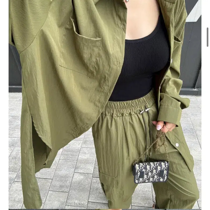 [BUNJANG] Khaki Cargo Jogger Set / 카키카고조거세트