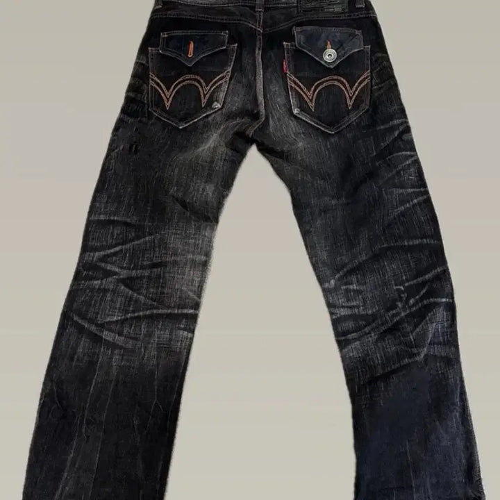 [BUNJANG] Edwin 503 Blue Trip Black Denim Western Pants / 에드윈 503 블루트립 흑청 웨스턴 팬츠32