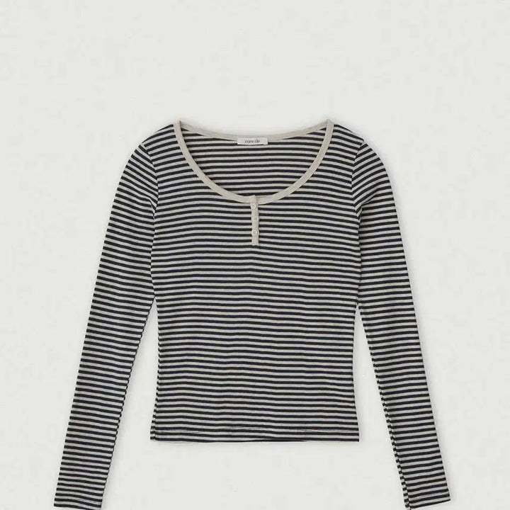 [BUNJANG] Corede Stripe Scoop T-Shirt (Charcoal) / 코어드 - 스트라이프 스쿱 티셔츠 (차콜)