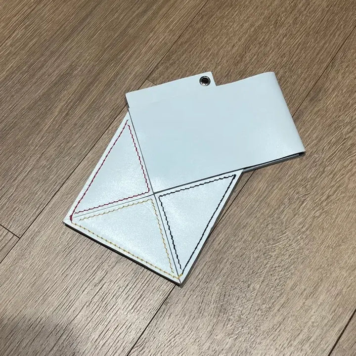 [BUNJANG] Handmade Leather "Note" Shaped Card Holder - White / 공예작품) 쪽지 딱지 모양 가죽 화이트 카드지갑