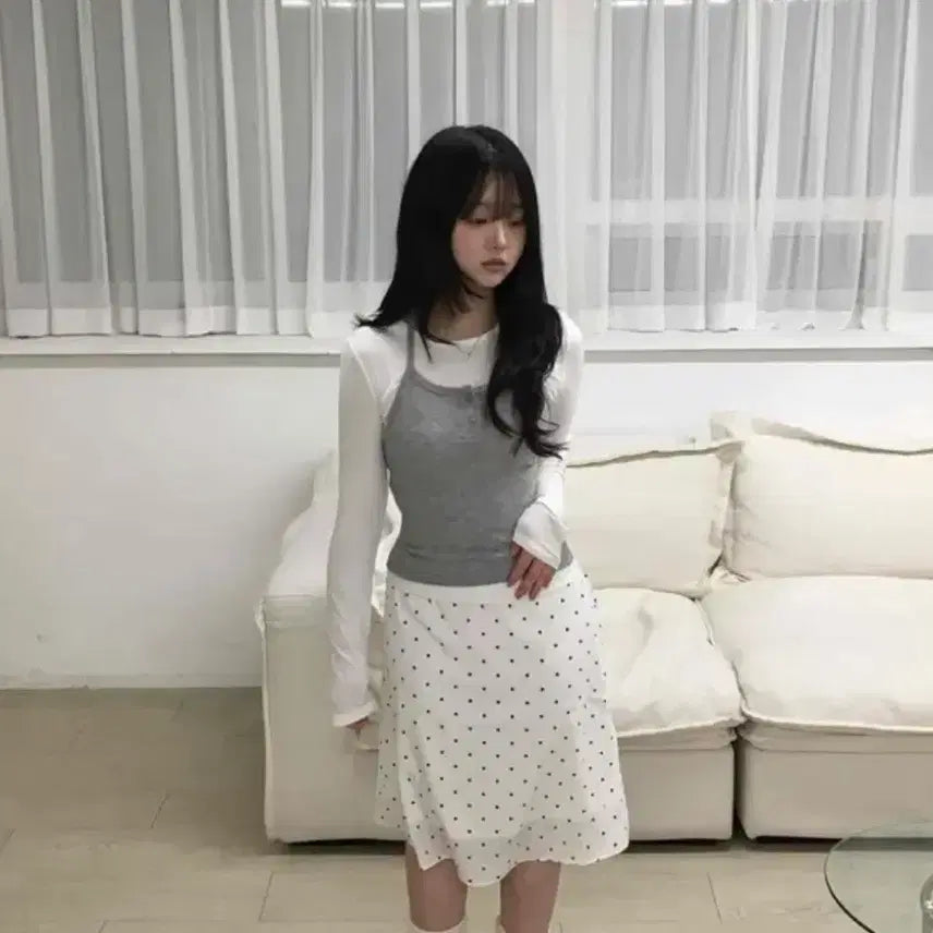 [BUNJANG] Chiki Pony Dot Flare Midi Skirt / 치키포니 도트 플레어 미디 스커트 새상품